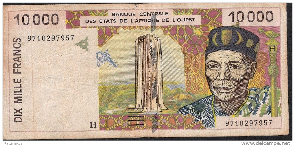 W.A.S. NIGER  P614He 10.000  FRANCS 1997 SIGN. 28 LETTER H   VF - Niger