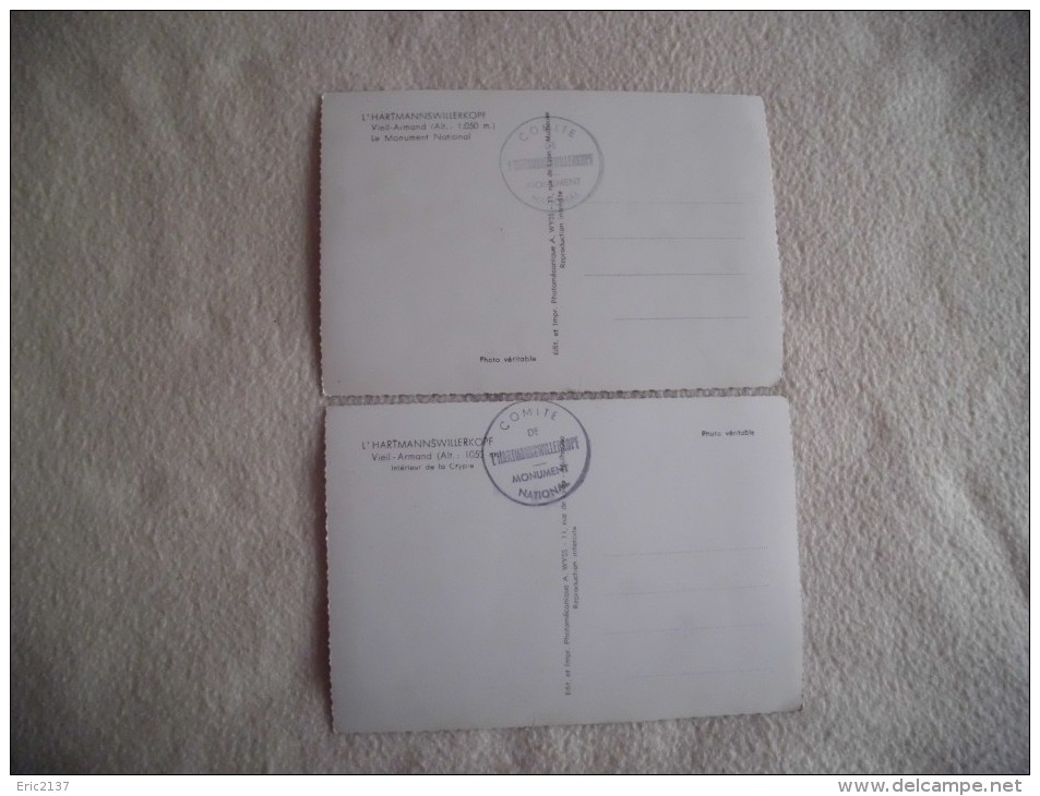 2 CARTES L'HARTMANNSWILLERKOPF..MONUMENT NATIONAL ET INTERIEUR DE LA CRYPTE - Oorlogsbegraafplaatsen