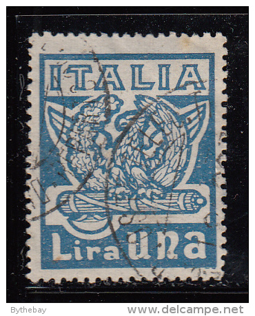 Italy Used Scott #162 1 L Wreath Of Victory, Eagles And Fasces, Blue - Usati