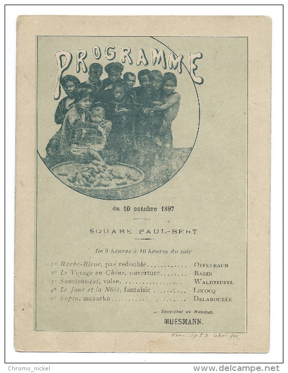 Indochine Annamites Hanoi Programme Du 10/10/1897  Square Paul-Bert Imprimerie F.H. Schneider 2 Scans  Bien à TB RRR - Programme