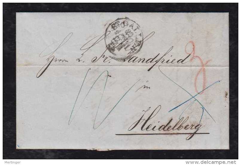 Schweiz 1861 Tax Brief ST GALLEN Nach HEIDELBERG BADEN  BAHNPOST - ...-1845 Préphilatélie