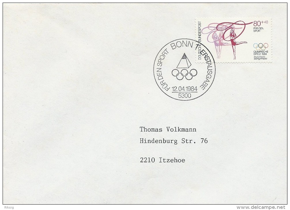 Gymnastics  Olympic Games 1984.  Fdc.     Germany  H-128 - Gymnastics