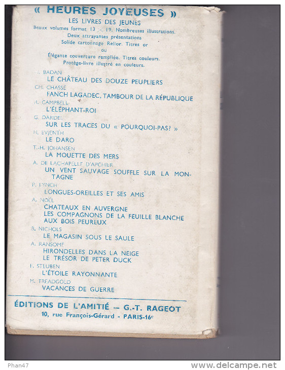 "LA VIGIE SOLITAIRE"  Bernhard STOKKE, Illustr. Léon Blot, Heures Joyeuses, Editions De L'Amitié 1947 - Bibliothèque De L'Amitié