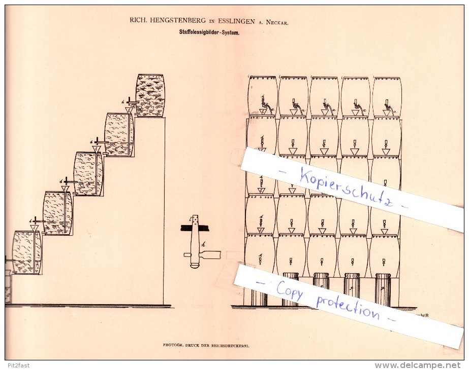 Original Patent - Rich. Hengstenberg In Esslingen A. Neckar , 1882 , Staffelessigbilder-System , Brauerei , Alkohol !!! - Esslingen