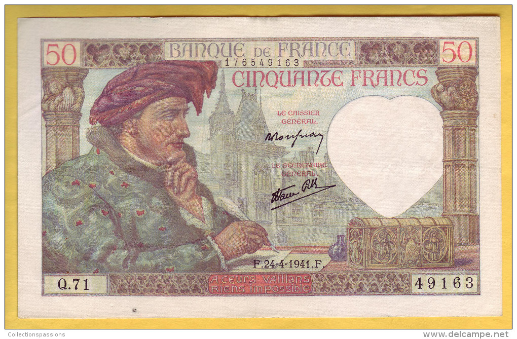 BILLET FRANCAIS - 50 Francs Jacques Coeur 24.4.1941 TTB+ - 50 F 1940-1942 ''Jacques Coeur''