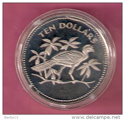 BELIZE 10 DOLLARS 1974 PROOF BIRD - Belize