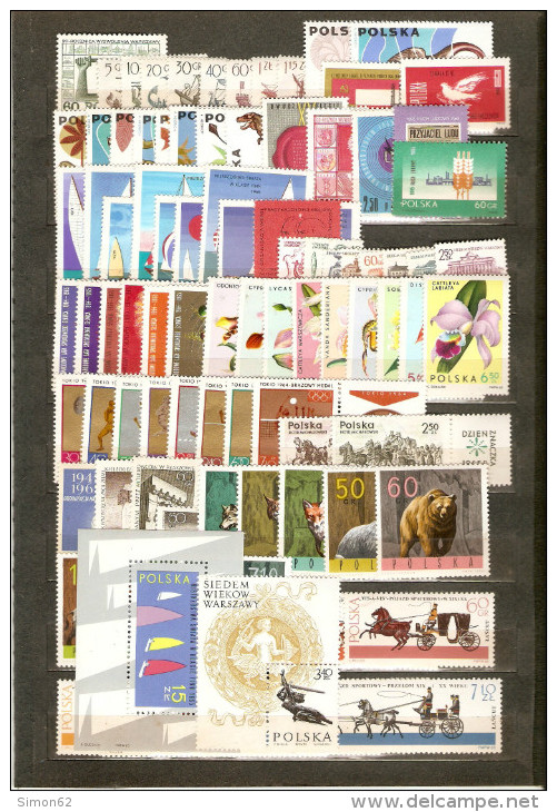 POLOGNE  ANNEE COMPLETE   1965     90 TIMBRES  NEUF **MNH LUXE ET 2 BLOCS 1414/1503 - Années Complètes