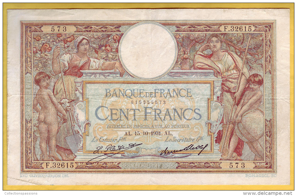 BILLET FRANCAIS - 100 Francs Luc Olivier Merson 15-10-1931 TTB - 100 F 1908-1939 ''Luc Olivier Merson''