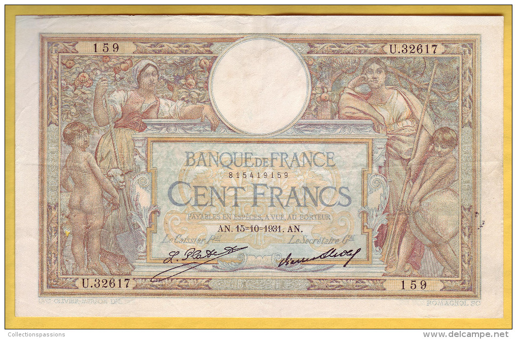 BILLET FRANCAIS - 100 Francs Luc Olivier Merson 15-10-1931 TTB - 100 F 1908-1939 ''Luc Olivier Merson''