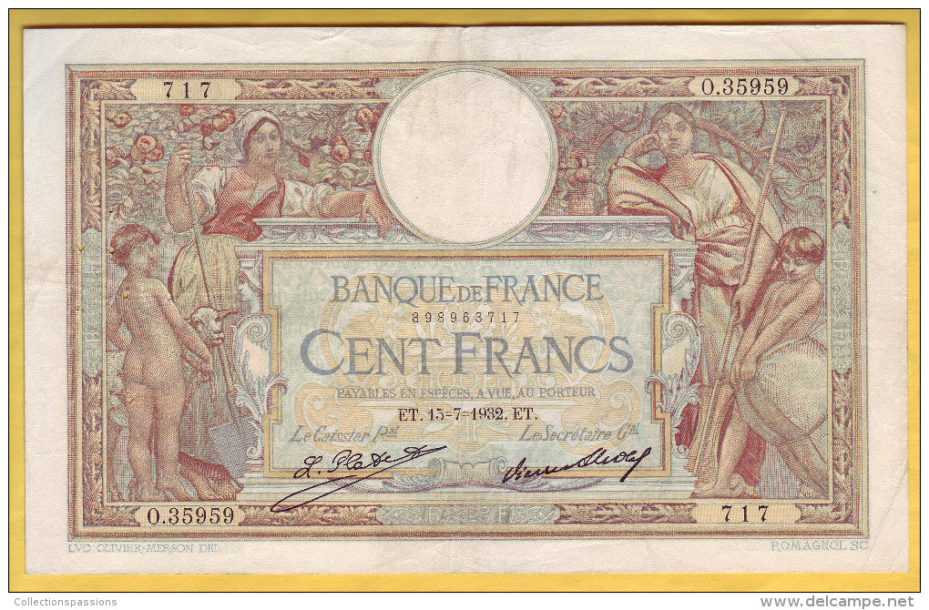 BILLET FRANCAIS - 100 Francs Luc Olivier Merson 15-7-1932 TB+ - 100 F 1908-1939 ''Luc Olivier Merson''