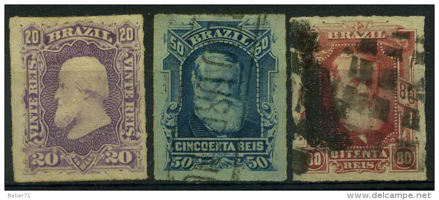 Brésil : N° 38 à 40 Oblitéré Année 1878 - Used Stamps