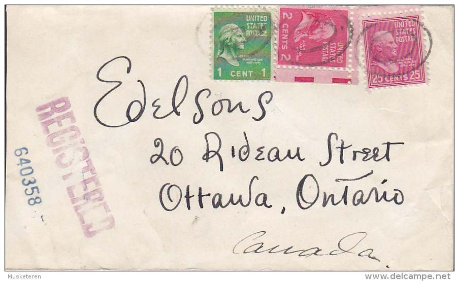 United States Registered Recommandé NEW YORK 1951 Cover Lettre To OTTAWA Canada (2 Scans) - Express & Recommandés