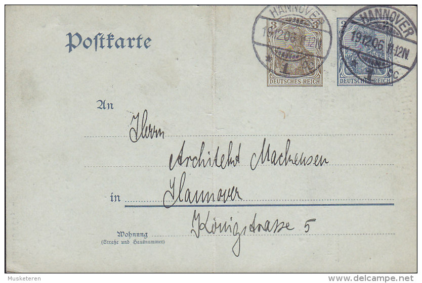 Deutsches Reich Postal Stationery Ganzsache Entier PRIVATE PRINT C. ERNST, HANNOVER 1906 (2 Scans) - Cartes Postales