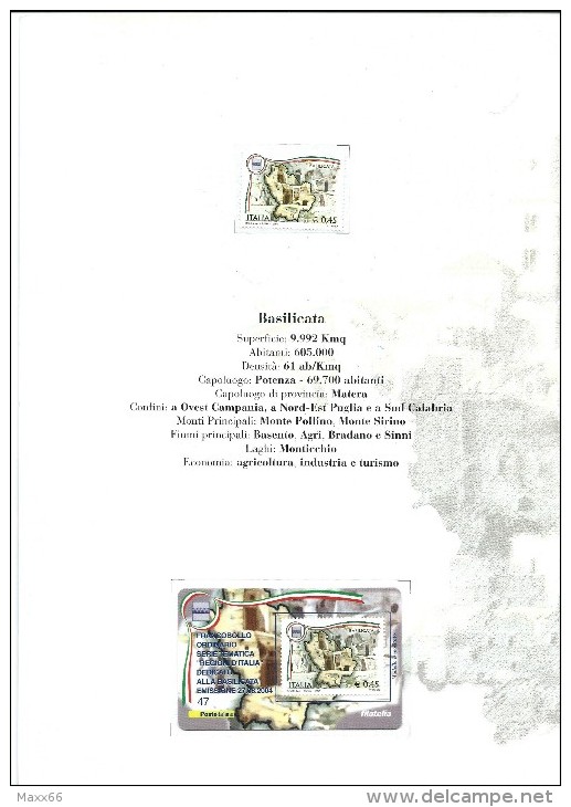 ITALIA REPUBBLICA FOLDER 2004 - Regioni D'Italia - Basilicata - Cartolina Francobollo Tessera FDC Cavallino - Folder