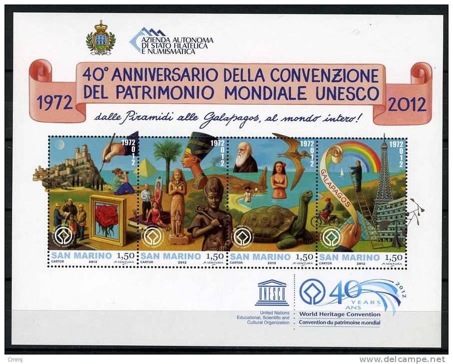 2012 - SAINT-MARIN - SAN MARINO - 40° Anniversario Della Convenzione Del Patrimonio Unesco - MNH - (**) -  New Mint - Blocchi & Foglietti