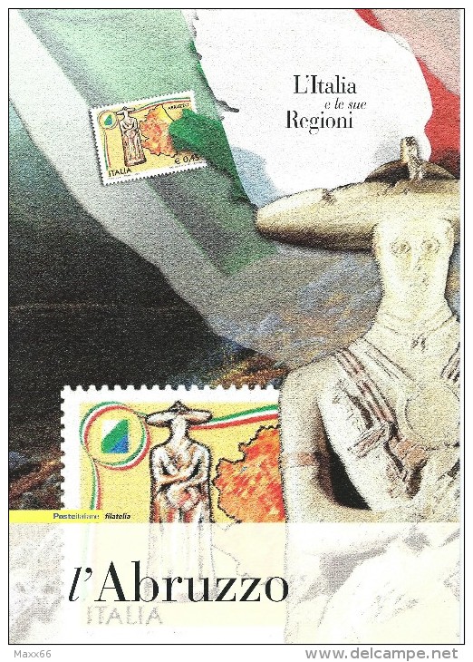 ITALIA REPUBBLICA FOLDER 2004 - Regioni D´Italia - Abruzzo - Cartolina Francobollo Tessera FDC Cavallino - Folder