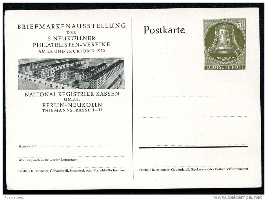 BERLIN PP12 D2/003 Privat-Postkarte AUSSTELLUNG NEUKÖLLN ** 1952  NGK 40,00 € - Private Postcards - Mint