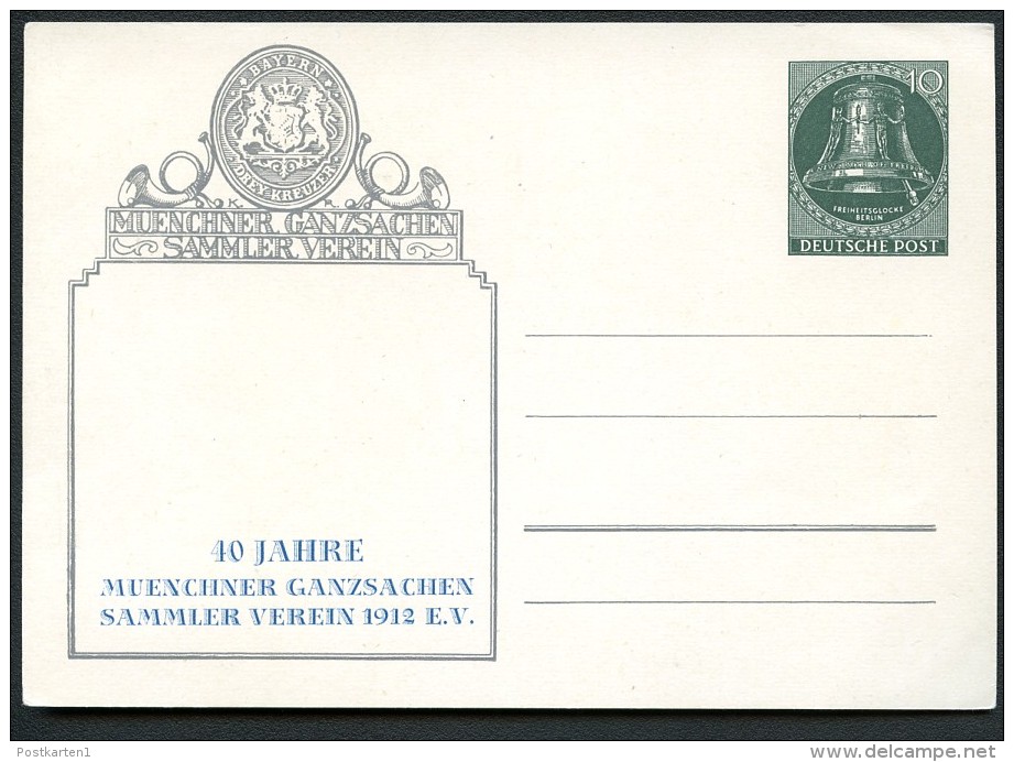 BERLIN PP13 B2/001 Privat-Postkarte MGSV ** 1952  NGK 50,00 € - Cartoline Private - Nuovi