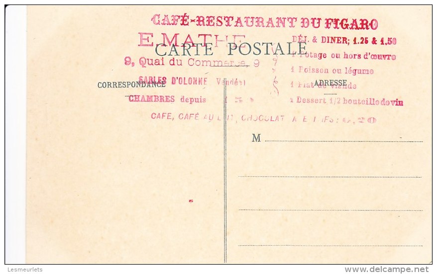 Cpa 85 Les Sables D´Olonne Entrée Du Port Edition LucienAmiaud N°1114 Dos Cachet Café Restaurant Du Figaro E.Mathe - Sables D'Olonne