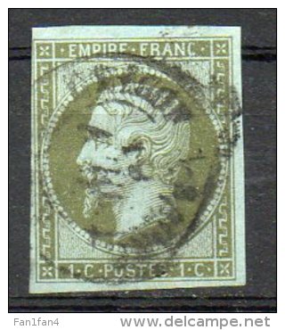 FRANCE - 1853-60 - Second Empire - Napoléon III - N° 11a - 1 C. Bronze (Oblitération Petit Cachet à Date (Type 15)) - 1853-1860 Napoleon III