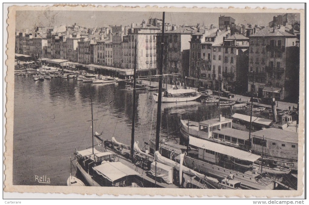 CARTE POSTALE ANCIENNE,83,VAR,TOULON EN 1947,QUAI,PORT,voilier - Toulon