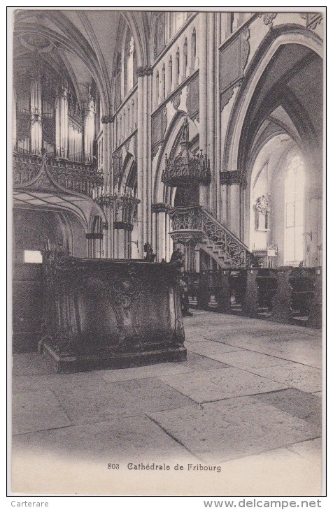 SUISSE,HELVETIA,SWISS,SWI TZERLAND,SVIZZERA,SCHWEIZ ,FRIBOURG,la Cathedrale En 1900,endroit Saint - Fribourg