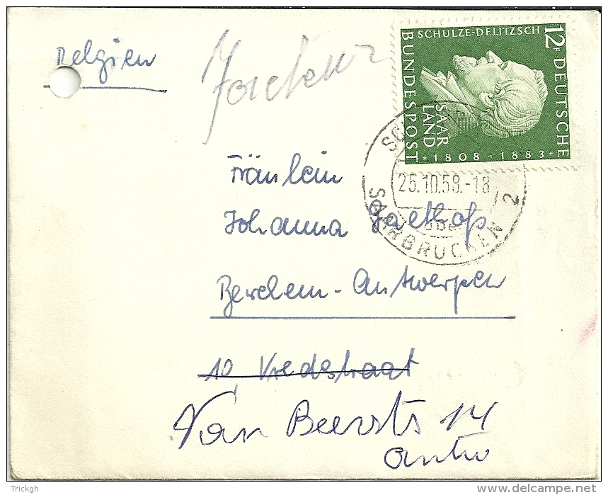 Saarland 1958 Saarbrucken &gt;&gt; Berchem B - Lettres & Documents