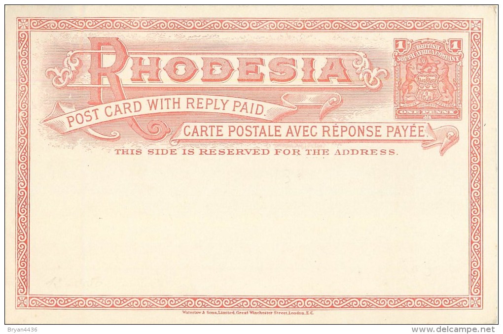 Rhodesia - Entier Carte Postal - One Penny Rouge -  British South Africa Company - Bel état. - Zimbabwe (1980-...)