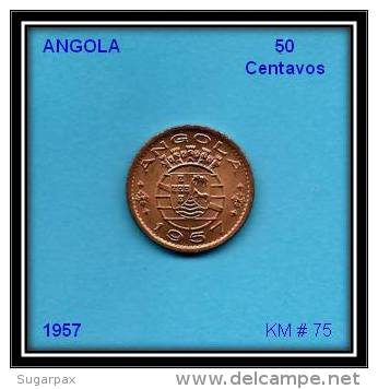 ANGOLA - 50 Centavos - 1957 - Unc. - KM # 75 - AG 16.04 - Portugal - 2 Scans - Angola