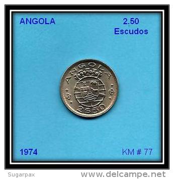 ANGOLA - 2$50 Escudos - 1974 - Unc - KM # 77 - AG 18.06 - 2.5 - 2 1/2 - 2,5 - Portugal - 2 Scans - Angola