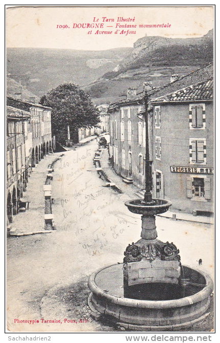 81. DOURGNE. Fontaine Monumentale Et Avenue D'Arfons. 1096 - Dourgne