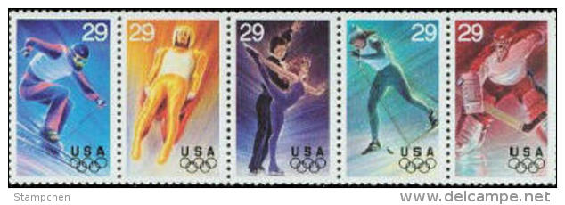 1994 USA Olympic Winter Games Lillehammer Stamps Sc#2807-11 2811a Skiing Luge Ice Dancing Hockey - Hiver 1994: Lillehammer