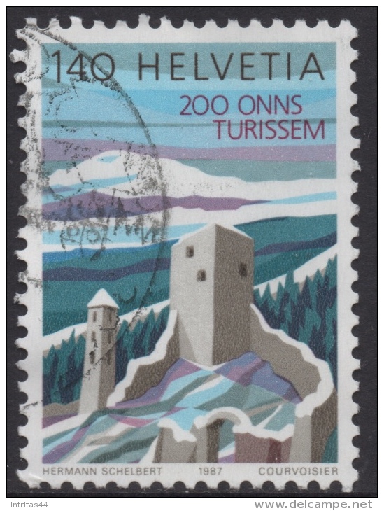 SWITZERLAND 1987  BICENTENARY OF TOURISM  1f40 JORGENBERG CASTLE STAMP VFU - Used Stamps