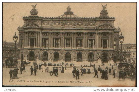 PARIS PLACE DE L'OPERA STATION DU METROPOLITAN 1913 - Metropolitana, Stazioni