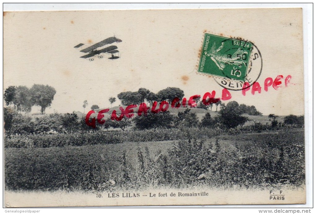 93 -  LES LILAS - LE FORT DE ROMAINVILLE - AVION  AVIATION -1913 - Les Lilas