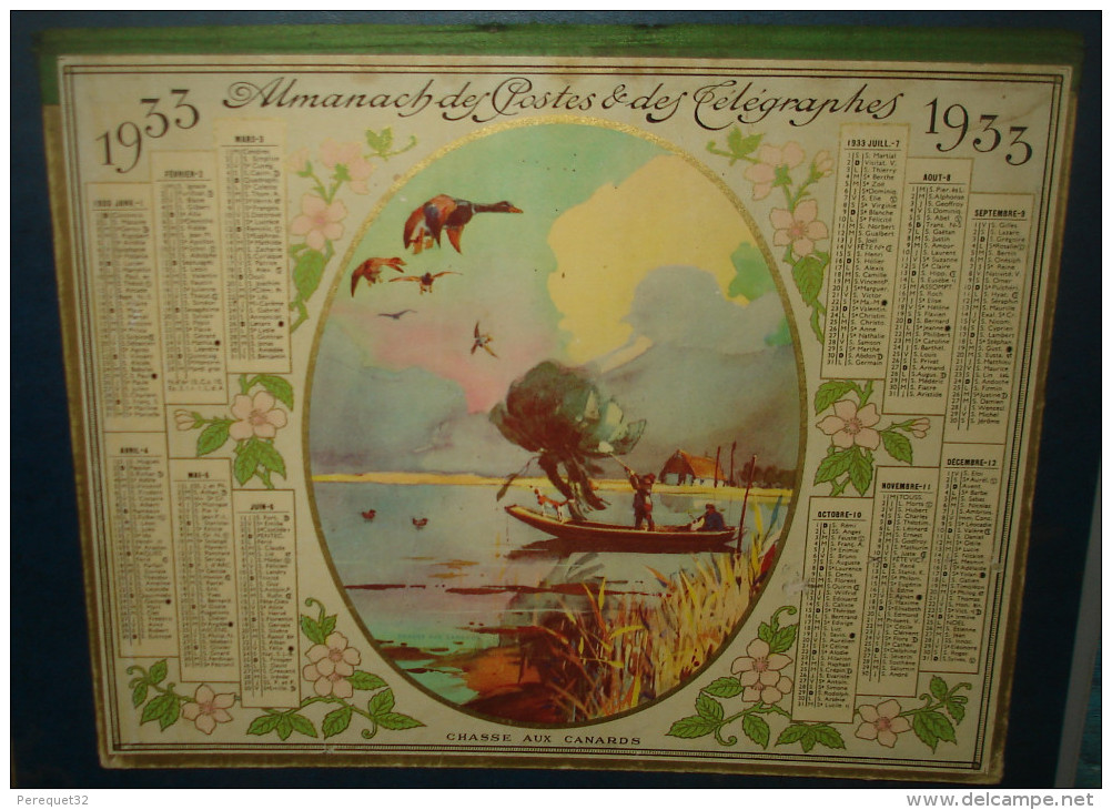 Calendrier Du GERS 1933.Chasse - Grand Format : 1921-40