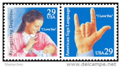 1993 USA American Sign Language Stamps Sc#2783-84 2784a Mother Kid Hand - Other & Unclassified