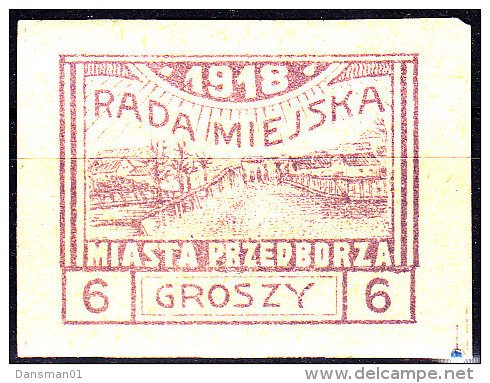 POLAND Przedborz 1918 Fi 9 T2 Mint Hinged Genuine - Other & Unclassified