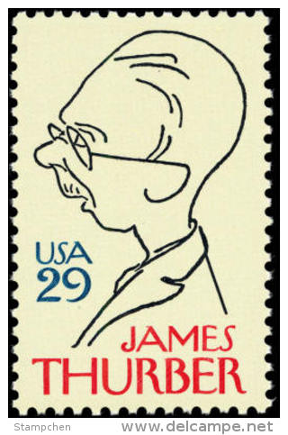 1994 USA James Thurber Stamp Sc#2862 Famous Writer Humorist Comic Cartoon Drawing - Other & Unclassified