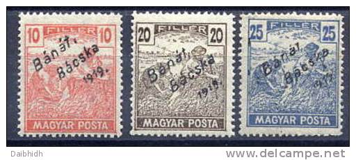 BANAT BACSKA 1919 Overprint On Harvesters With Magyar Posta  LHM / *.  Michel 39-41 - Banat-Bacska