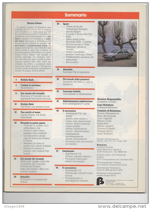 03071  "AA NOTIZIARIO DELL´AUTORIPARATORE - RITMO - LANCIA PRISMA - PANDA - AUTOBIANCHI Y10 ". PERIODICO GIUGNO 1985 - Engines