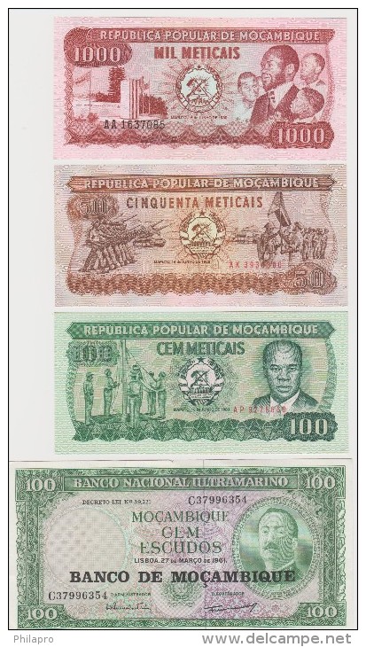 MOZAMBIQUE  4     BANKNOTES   F/VF   Ref  670 - Mozambique