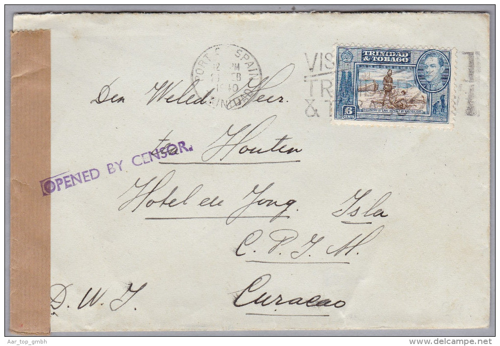 TRINIDAD & TOBAGO 1940-02-2? Port Of Spain Zensur Brief Nach Curacao - Trindad & Tobago (1962-...)