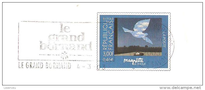 CACHET OBLITERATION FLAMME LE GRAND BORNAND PAP MAGRITTE ENVELOPPE 22X11 - Other & Unclassified