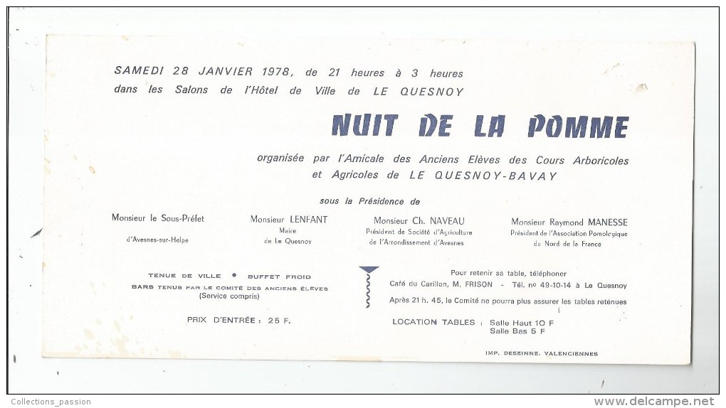 Programme , LE QUESNOY , 1978 , Nuit De La POMME  , 2 Scans - Programma's