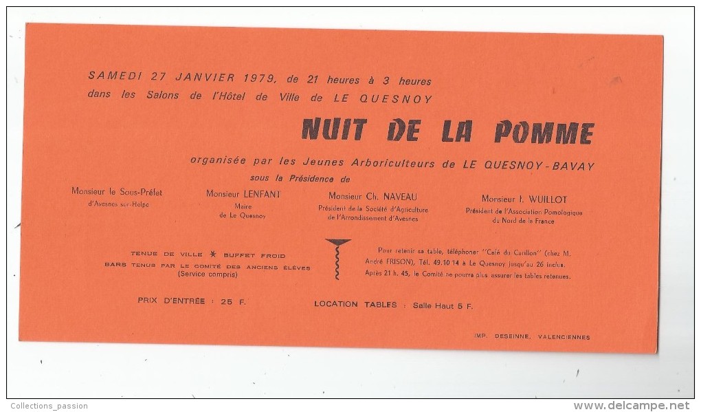 Programme , LE QUESNOY , 1979 , Nuit De La POMME  , 2 Scans - Programma's