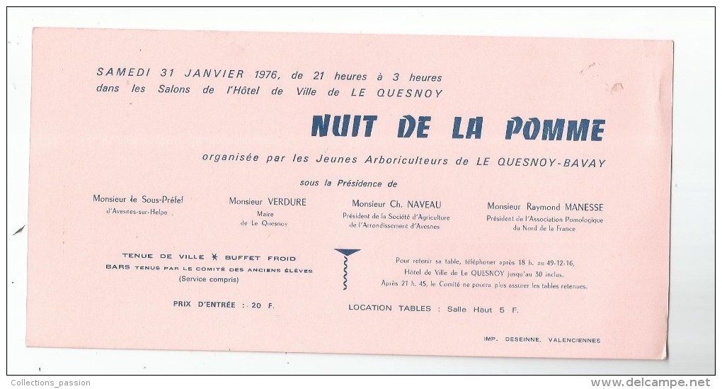 Programme , LE QUESNOY , 1976 , Nuit De La POMME  , 2 Scans - Programma's