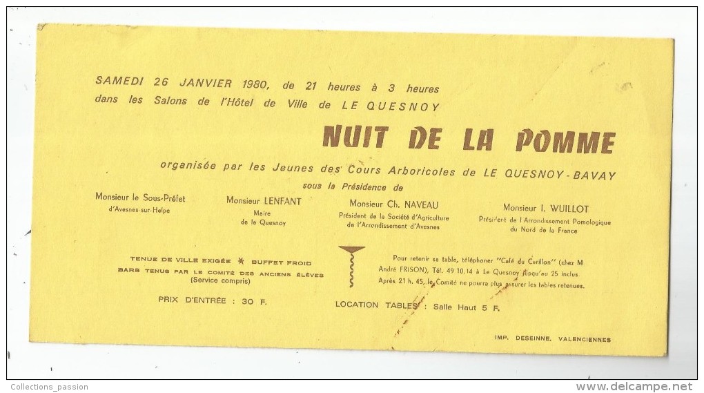 Programme , LE QUESNOY , 1980 , Nuit De La POMME  , 2 Scans - Programma's