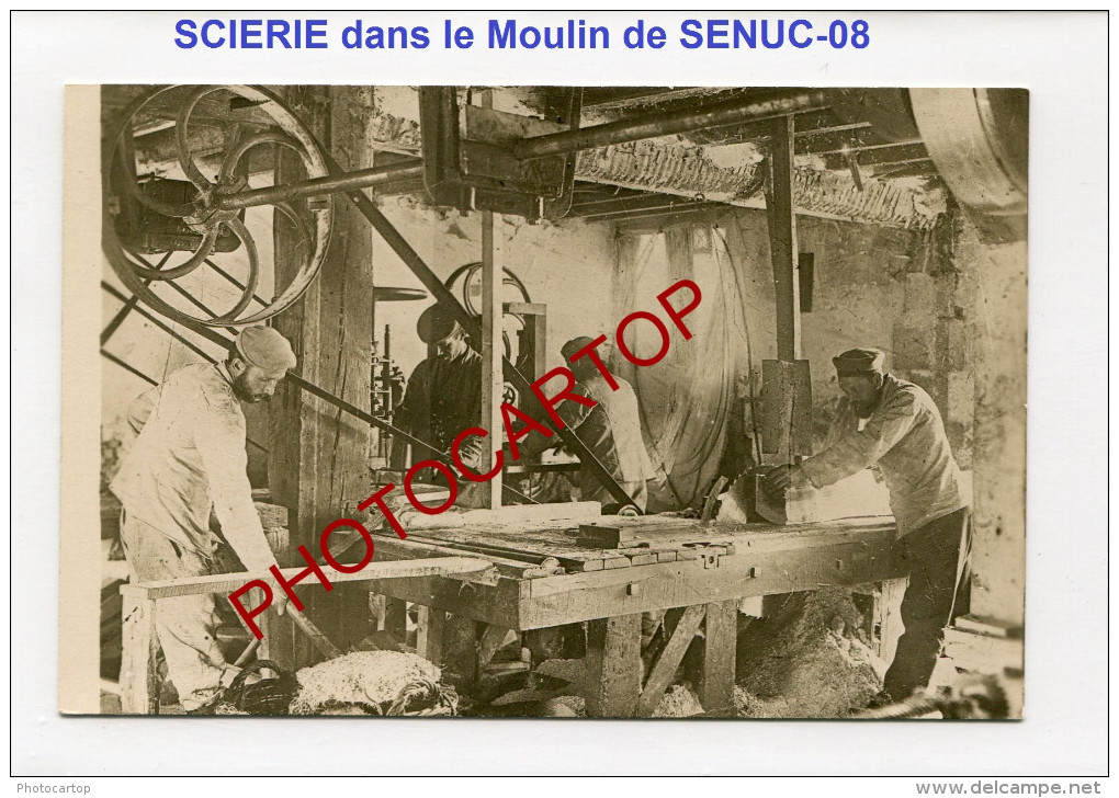 SENUC-Scierie Allemande Dans Le Moulin-Menuiserie-Machine-Animation-Carte Photo Allemande-Guerre14-18-1 WK-France-08- - Sonstige & Ohne Zuordnung