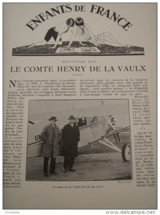 BEATRICE MALLET /COMTE HENRY DE LA  VAULX  BIERVILLE /ILE DE RE LIGUE FRATERNELLE /DUNLOP  ENFANTS DE FRANCE - 1900 - 1949